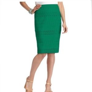 Loft Green Eyelet Pencil Skirt